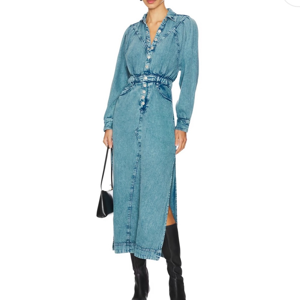 Free People Denim Long Sleeve Dress